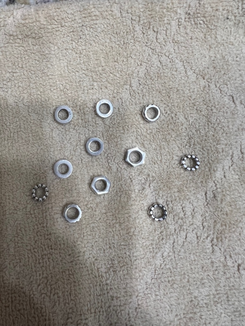 Pandora 11 Assorted Small Silver spacers for bracelet and or necklace.